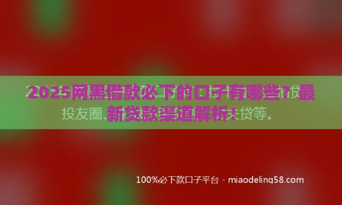 2025网黑借款必下的口子有哪些？最新贷款渠道解析！