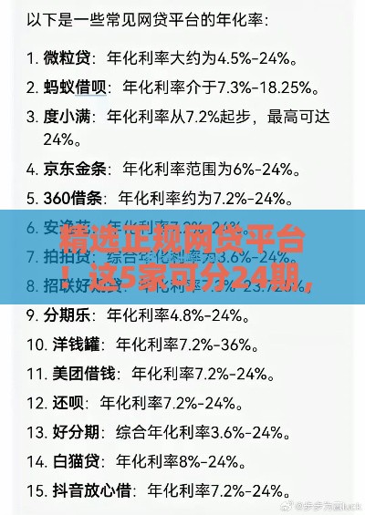 精选正规网贷平台!这5家可分24期,安全靠谱又灵活 精选正规网贷平台!这5家可分24期,安全靠谱又灵活
