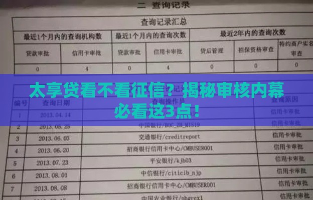 太享贷看不看征信？揭秘审核内幕必看这3点！
