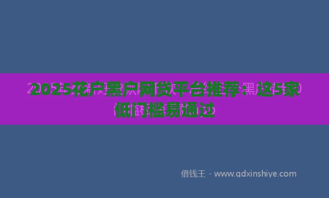 2025花户黑户网贷平台推荐：这5家低门槛易通过