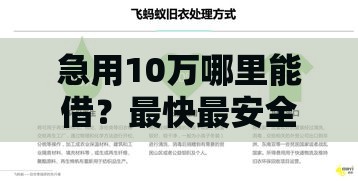 急用10万哪里能借？最快最安全的5个渠道，干货分享！
