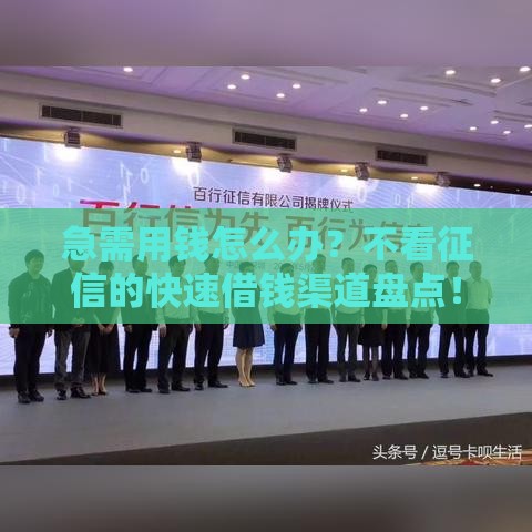 急需用钱怎么办？不看征信的快速借钱渠道盘点！