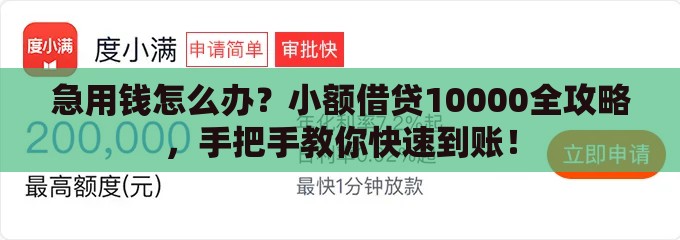 急用钱怎么办？小额借贷10000全攻略，手把手教你快速到账！