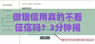 微银信用真的不看征信吗？3分钟揭秘审核内幕，避坑必看！