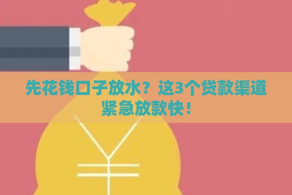 先花钱口子放水？这3个贷款渠道紧急放款快！