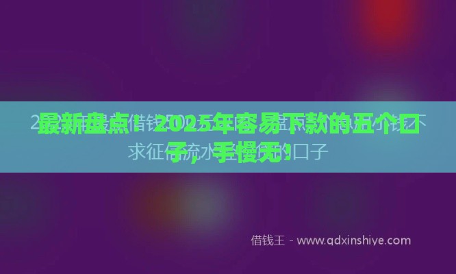 最新盘点！2025年容易下款的五个口子，手慢无！