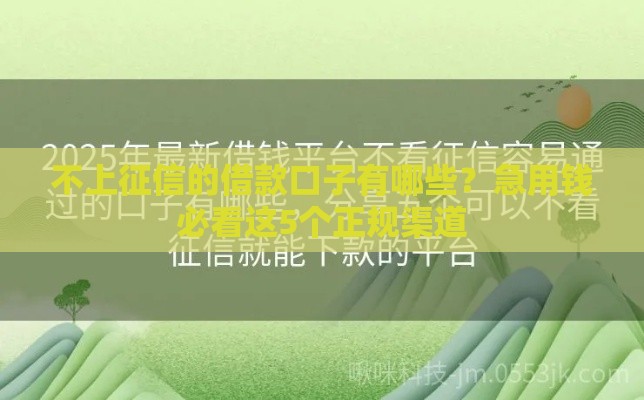 不上征信的借款口子有哪些？急用钱必看这5个正规渠道