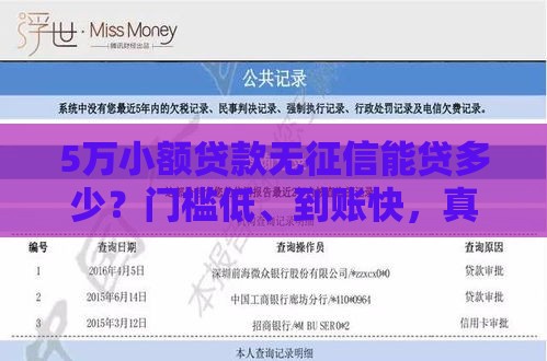 5万小额贷款无征信能贷多少？门槛低、到账快，真实额度解析！
