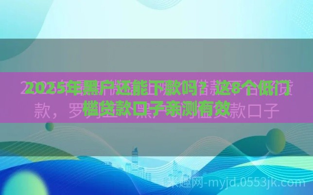 2025年黑户还能下款吗？这8个低门槛贷款口子亲测有效