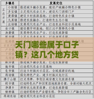 天门哪些属于口子镇？这几个地方贷款政策最灵活！