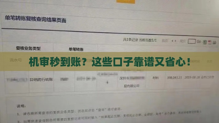 机审秒到账？这些口子靠谱又省心！