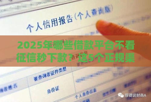 2025年哪些借款平台不看征信秒下款？这5个正规渠道别错过！