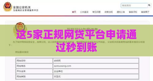 这5家正规网贷平台申请通过秒到账