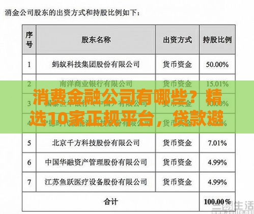 消费金融公司有哪些？精选10家正规平台，贷款避坑指南！