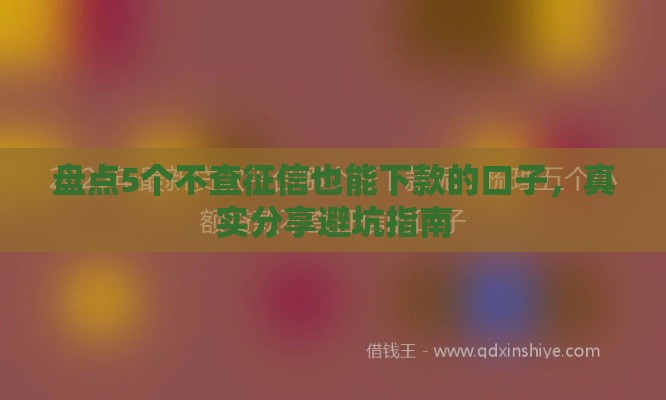 盘点5个不查征信也能下款的口子，真实分享避坑指南