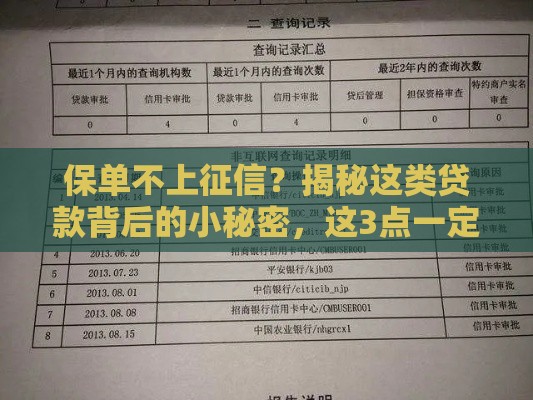 保单不上征信？揭秘这类贷款背后的小秘密，这3点一定要看！