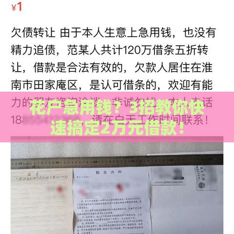 花户急用钱？3招教你快速搞定2万元借款！