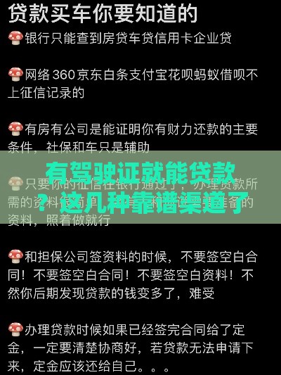 有驾驶证就能贷款?这几种靠谱渠道了解一下! 有驾驶证就能贷款?这几种靠谱渠道了解一下!