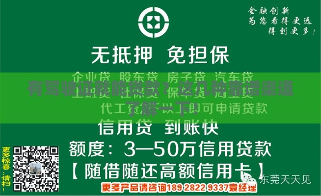 有驾驶证就能贷款?这几种靠谱渠道了解一下! 有驾驶证就能贷款?这几种靠谱渠道了解一下!