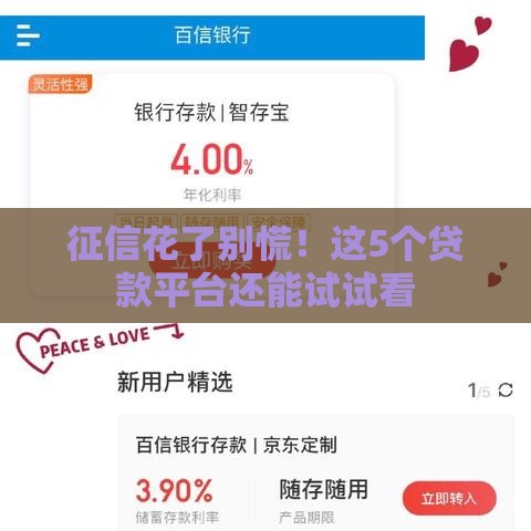 征信花了别慌！这5个贷款平台还能试试看