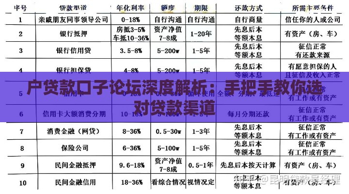 户贷款口子论坛深度解析：手把手教你选对贷款渠道