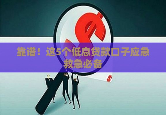 靠谱！这5个低息贷款口子应急救急必备