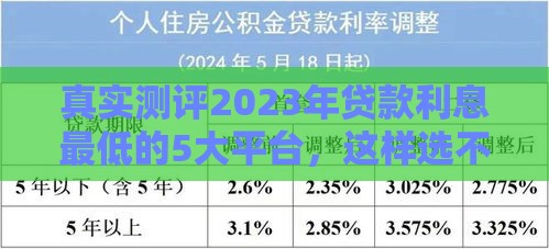 真实测评2023年贷款利息最低的5大平台，这样选不吃亏！