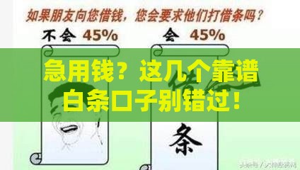 急用钱？这几个靠谱白条口子别错过！