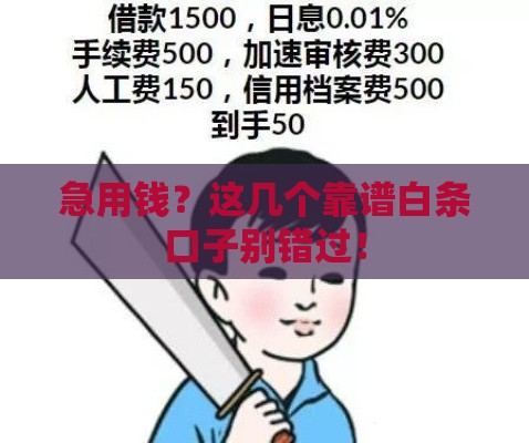 急用钱？这几个靠谱白条口子别错过！