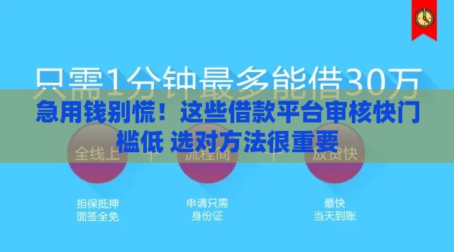 急用钱别慌！这些借款平台审核快门槛低 选对方法很重要