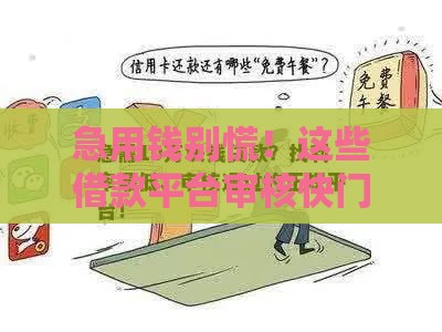 急用钱别慌！这些借款平台审核快门槛低 选对方法很重要