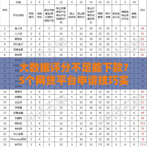 大数据评分不足能下款？5个网贷平台申请技巧实测