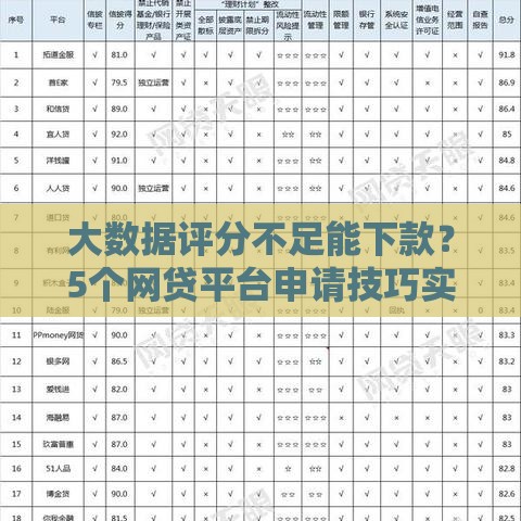 大数据评分不足能下款？5个网贷平台申请技巧实测