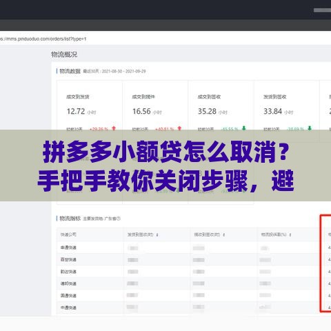 拼多多小额贷怎么取消？手把手教你关闭步骤，避免被扣费！
