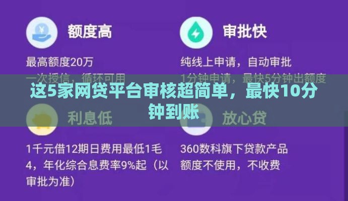 这5家网贷平台审核超简单，最快10分钟到账
