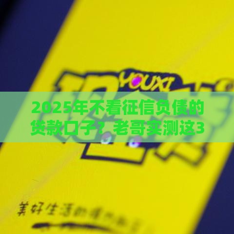 2025年不看征信负债的贷款口子？老哥实测这3种方法真能下款！