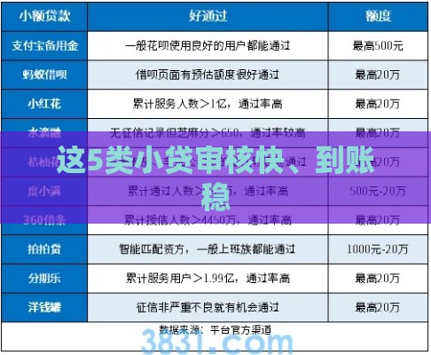 这5类小贷审核快、到账稳