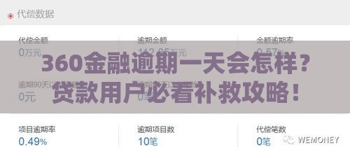 360金融逾期一天会怎样？贷款用户必看补救攻略！