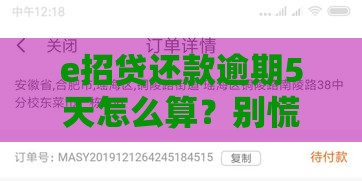 e招贷还款逾期5天怎么算？别慌！手把手教你算清这笔账