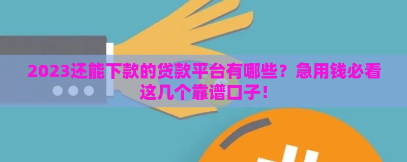 2023还能下款的贷款平台有哪些？急用钱必看这几个靠谱口子！