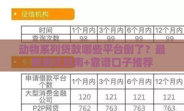 动物系列贷款哪些平台倒了？最新避坑指南+靠谱口子推荐