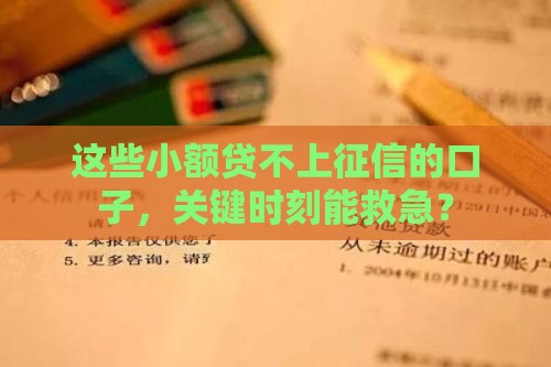 这些小额贷不上征信的口子，关键时刻能救急？