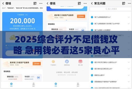 2025综合评分不足借钱攻略 急用钱必看这5家良心平台