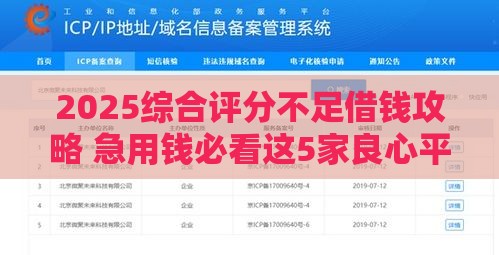 2025综合评分不足借钱攻略 急用钱必看这5家良心平台