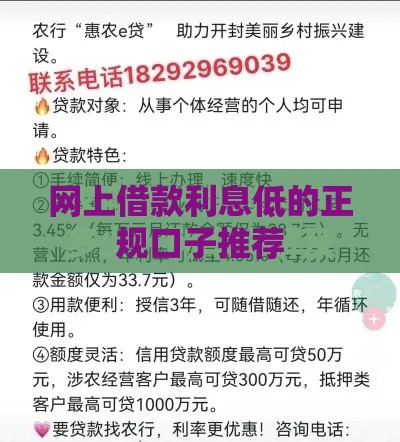 网上借款利息低的正规口子推荐