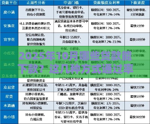 2025年10月哪些贷款能下款？这几种方式通过率高！