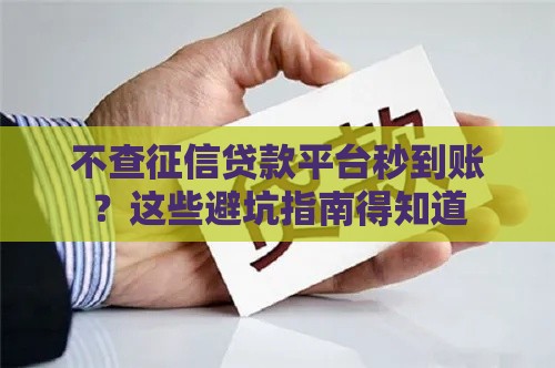 不查征信贷款平台秒到账？这些避坑指南得知道