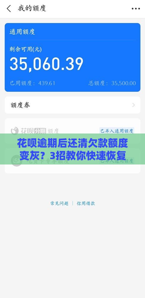 花呗逾期后还清欠款额度变灰？3招教你快速恢复信用