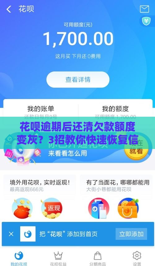 花呗逾期后还清欠款额度变灰？3招教你快速恢复信用