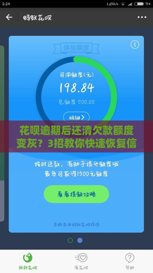 花呗逾期后还清欠款额度变灰？3招教你快速恢复信用